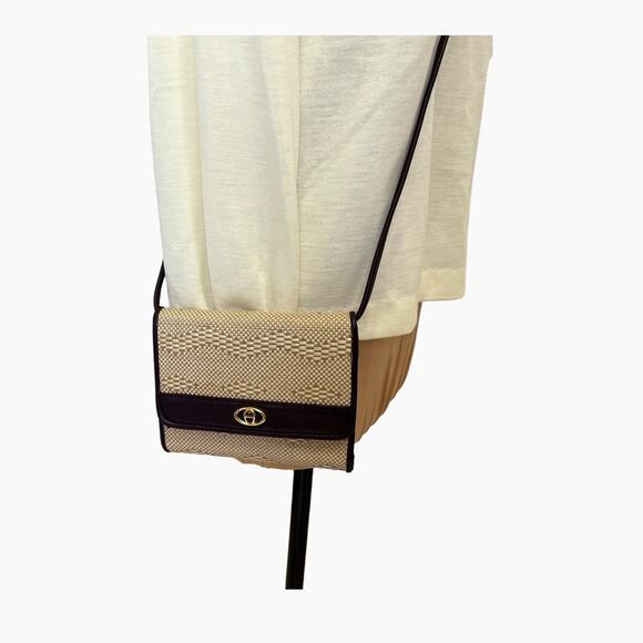 Etienne Aigner Clutch Wallet Woven Straw Leather Trim Crossbody Detachable Strap - Picture 7 of 15